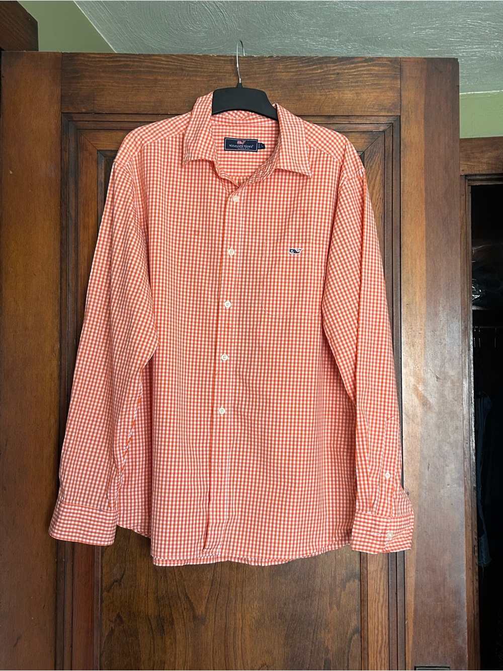 Vineyard Vines Orange Gingham Long-Sleeve Button-Down Shirt - Men